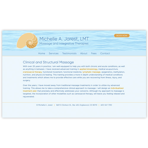 Michelle Jarest Massage website